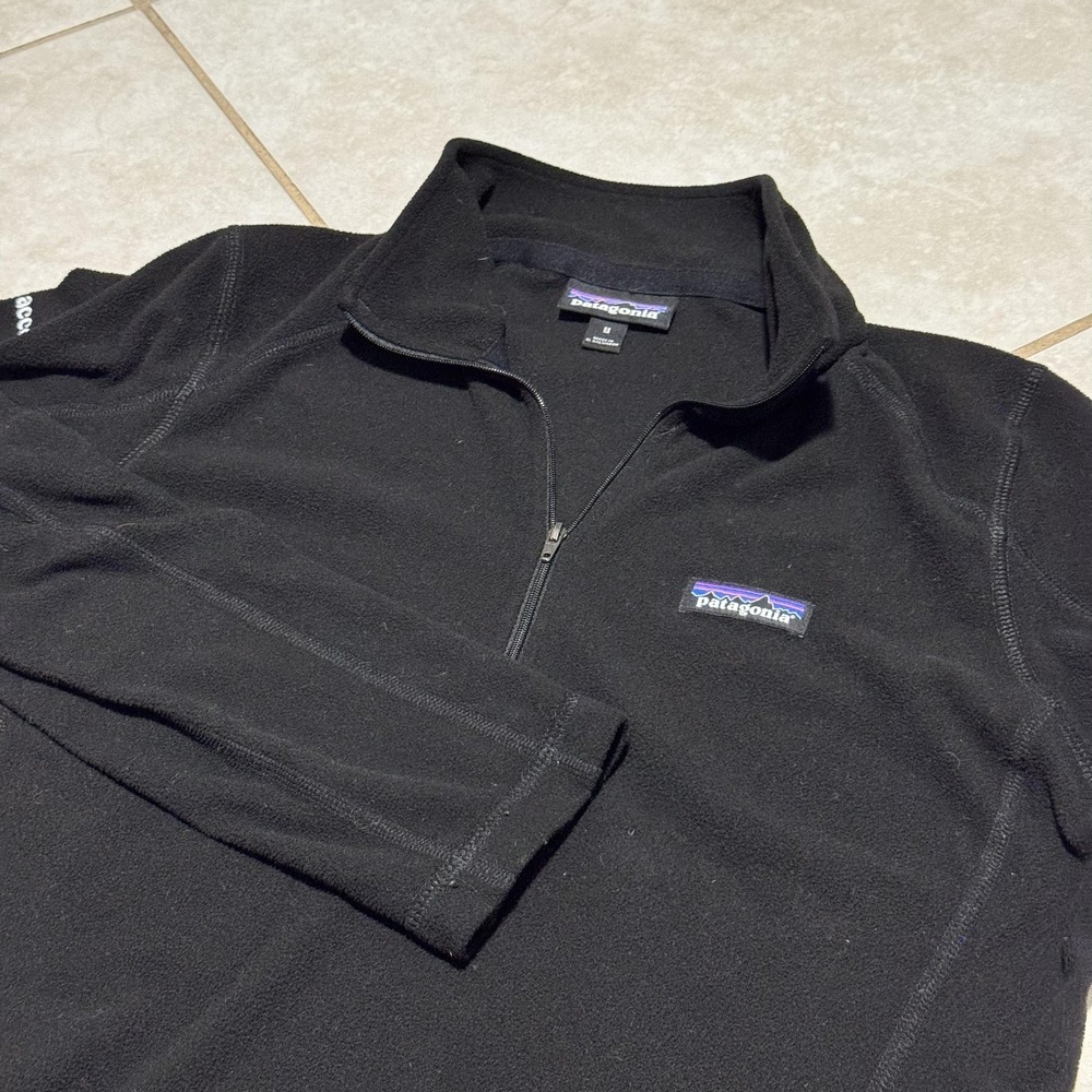 Patagonia Micro D Fleece Pullover Womens Medium Black‎ 1/4 Zip Accenture 26278